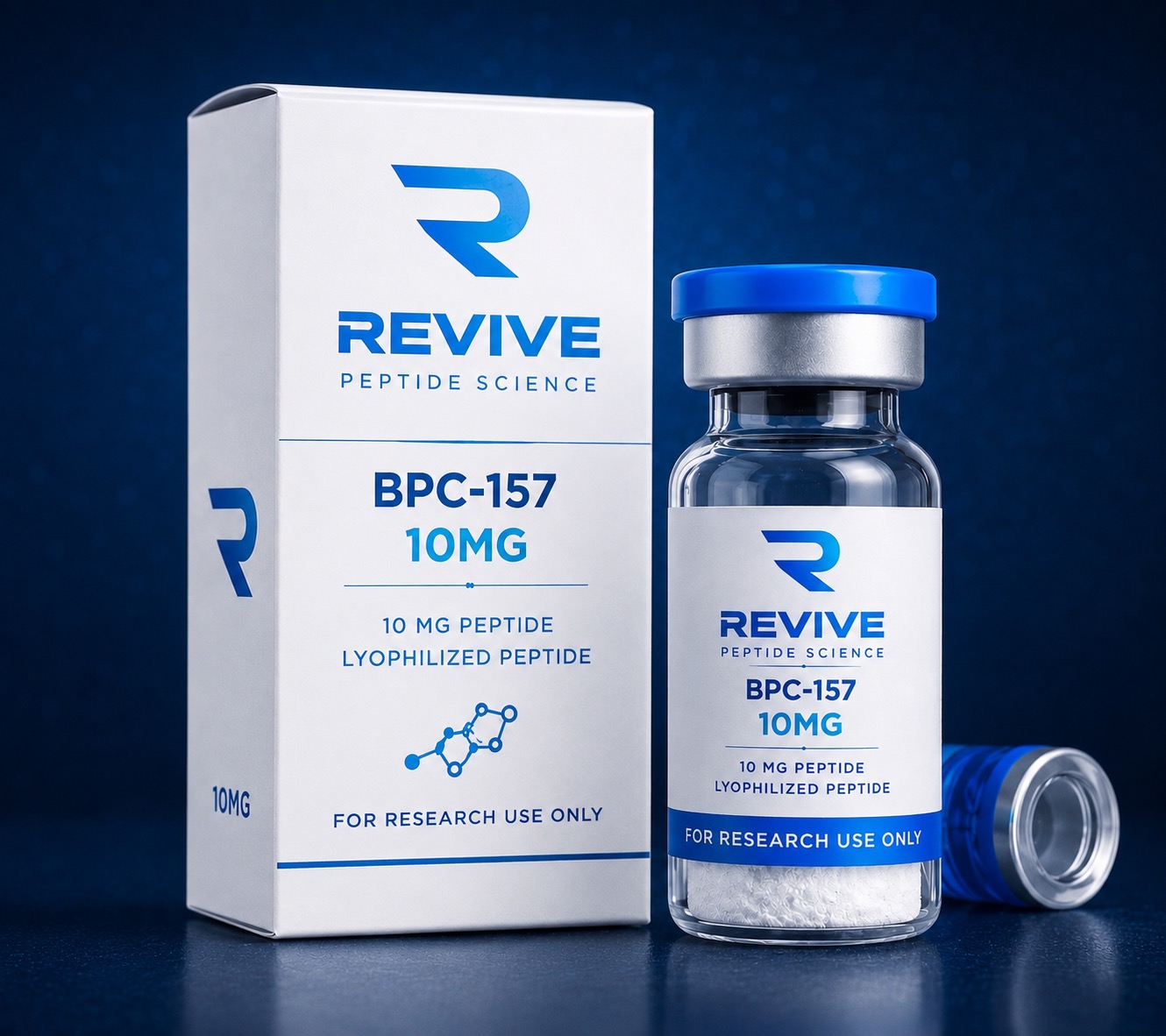 Revive BPC-157 10MG research compound — box and vial